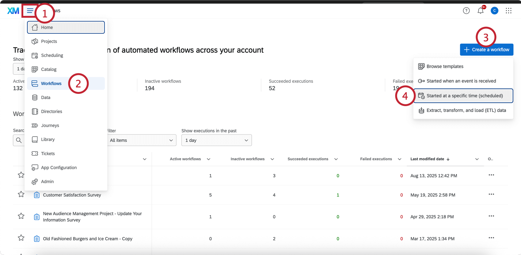 creating a new scheduled workflow in the standalone workflows page