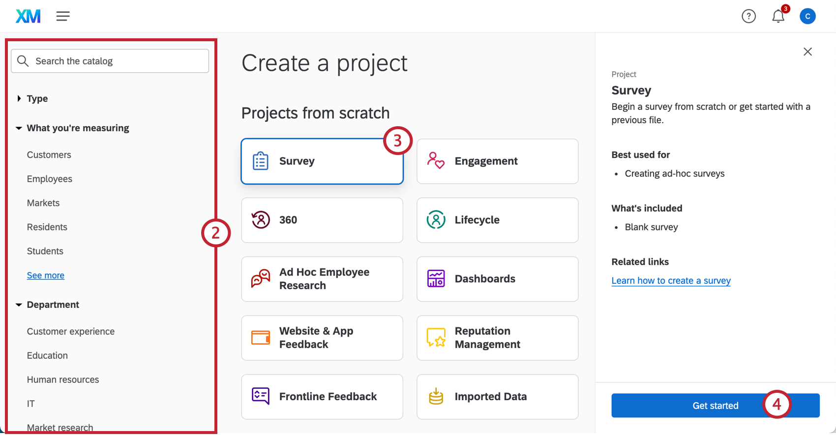 Selecting the Project Type and solution in the project creation window