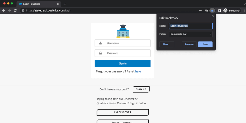 Add Bookmark menu within Chrome