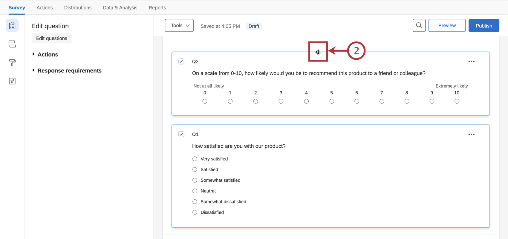 Selecting multiple questions