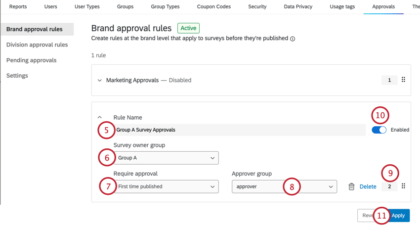 creando las condiciones para la regla personalizada