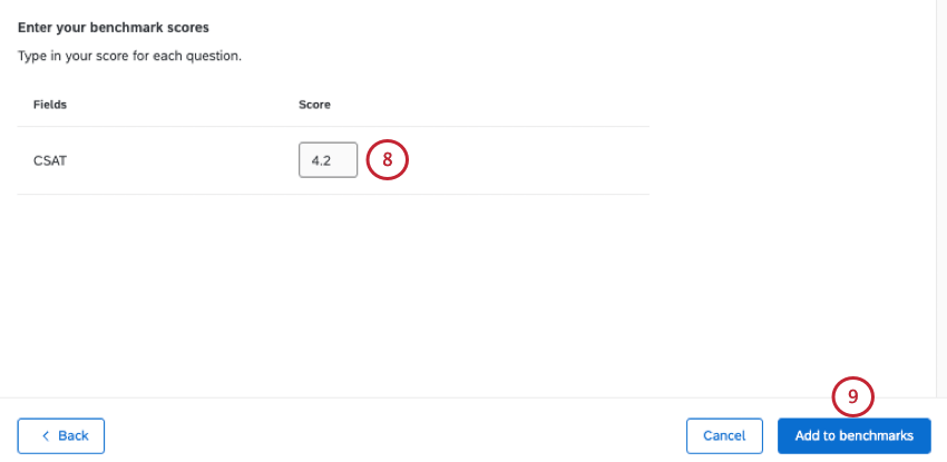 adding the specific benchmark value