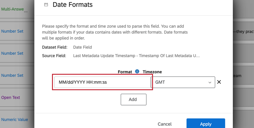 entering a custom date format