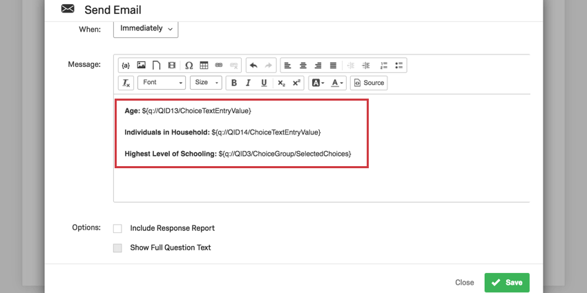 Email Task with customized content