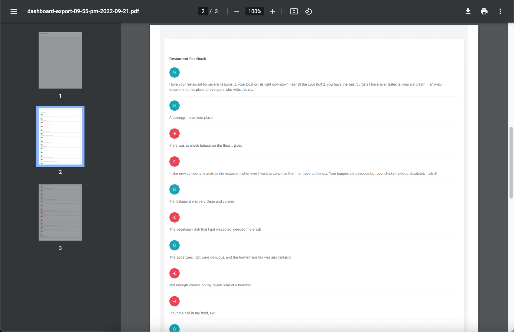 PDF file with many pages of the widget, including many, many more than 4 responses