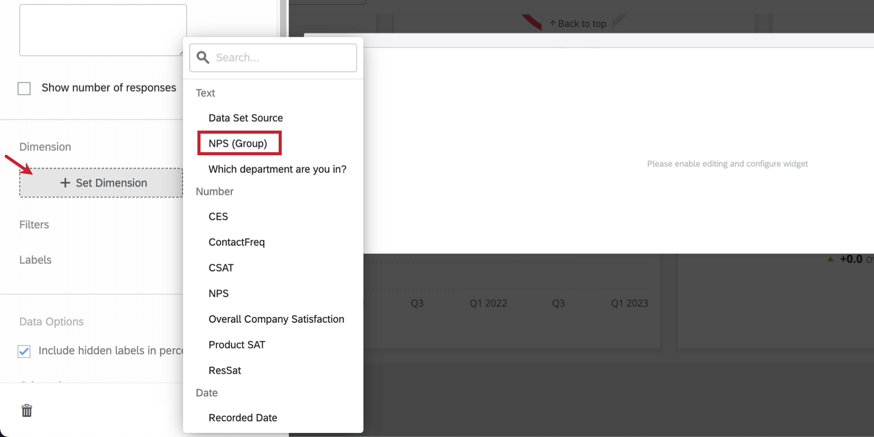 Once clicked into widget, editing pane opens to left, and theres the fields described in the steps
