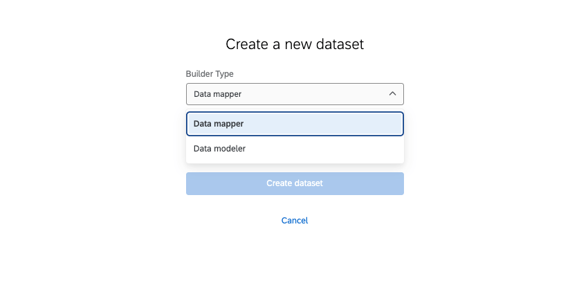 create a new dataset page