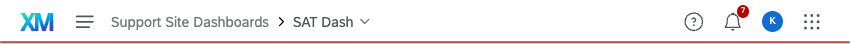Dashboard header with a thin line of red under it