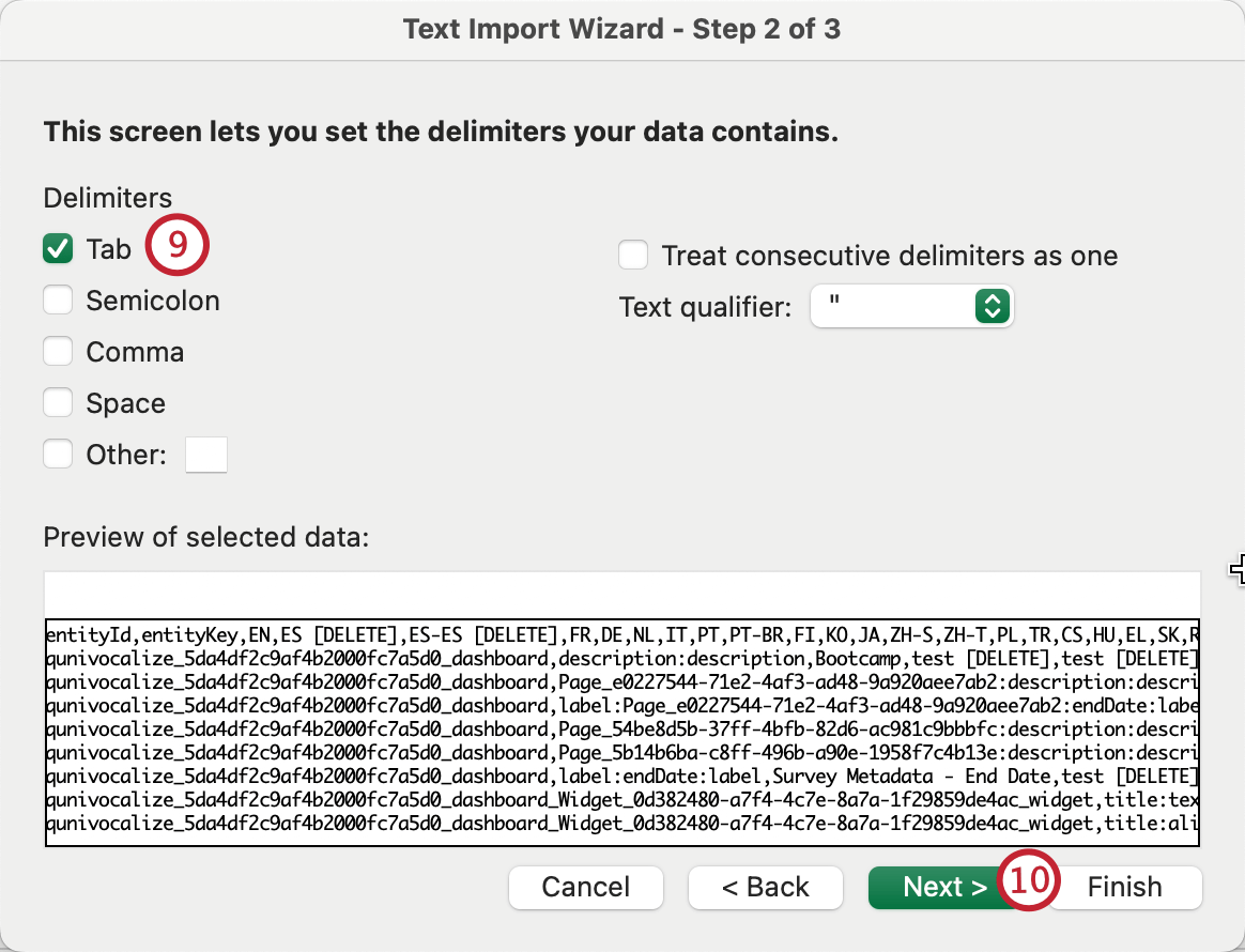 configuring excel import