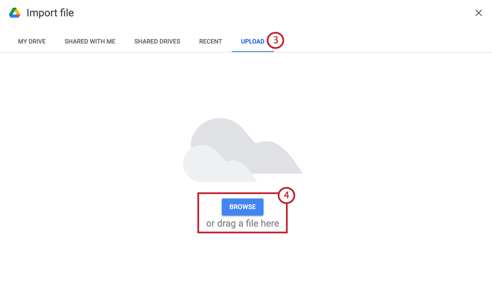 searching for the file to upload