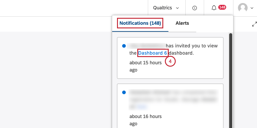 Notification in Notifications tab