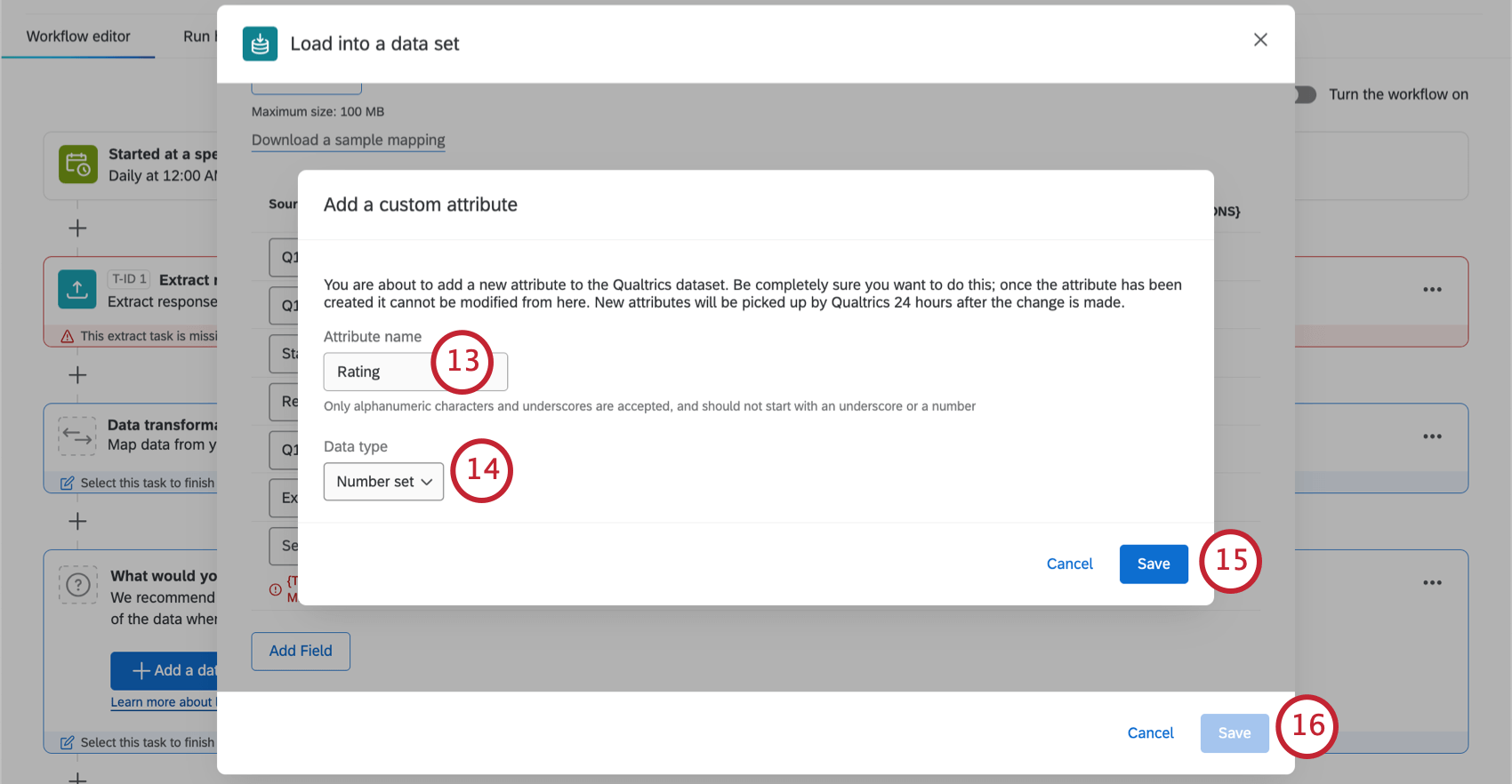 adding a custom attribute within a load into data set task