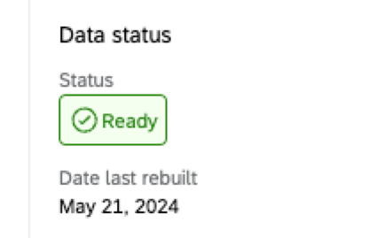 zoomed in image showing data status section, which shows status and date last rebuilt