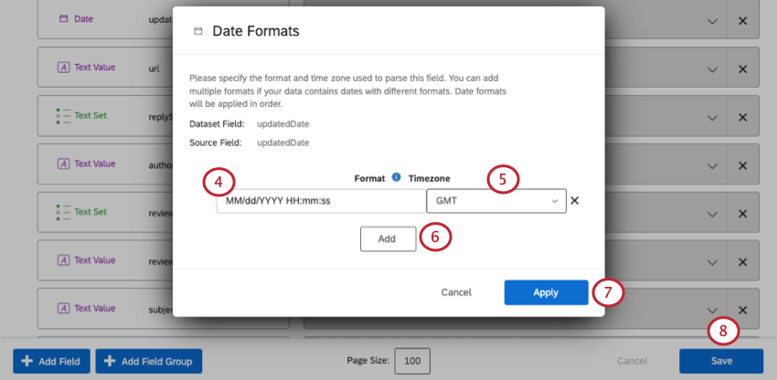 clicking add to add additional formats, and then clicking apply when done. After, click save to save changes.