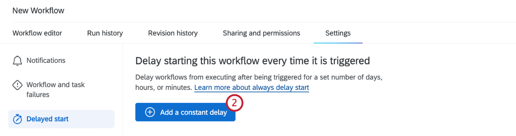 button to add a constant delay