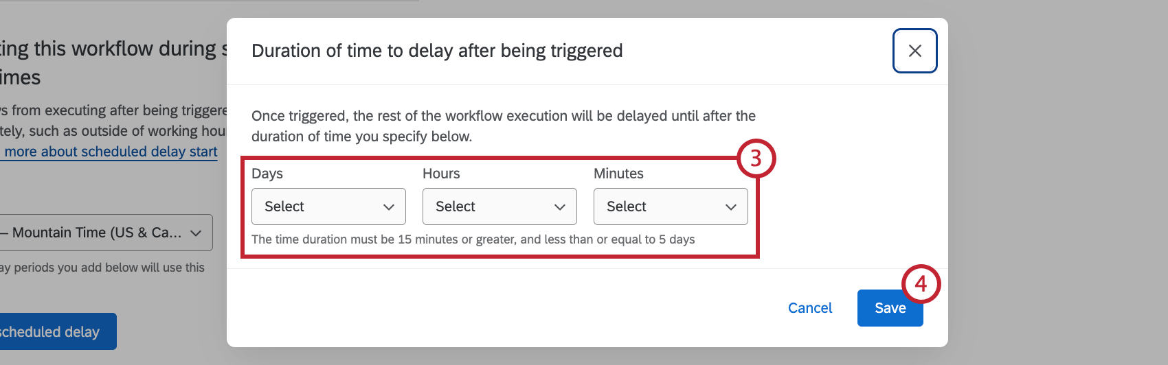 configuring the constant delay of the workflow