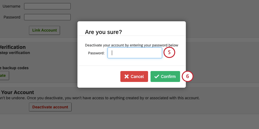 new tiny window opens where you enter your password and delete your account for sure