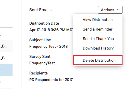 Delete Distribution under the Actions menu