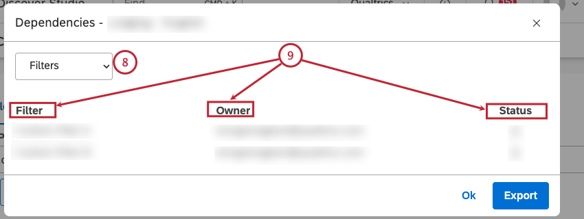 To see which filters use this attribute or category model, select Filters.