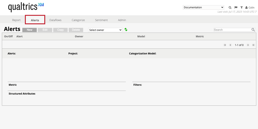 the alerts tab in designer