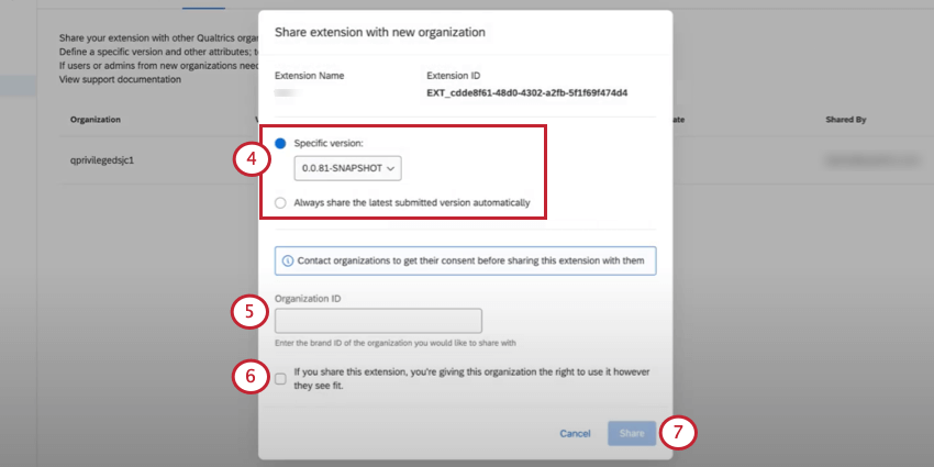 Elegir la versión de la aplicación para compartir