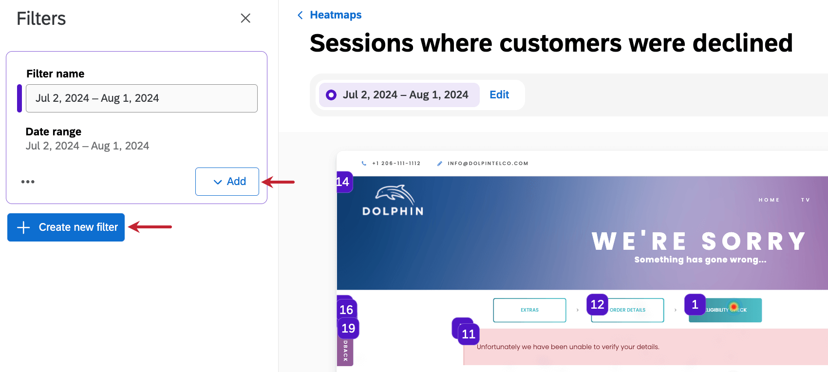 buttons to add criteria to the filter or create an additional filter