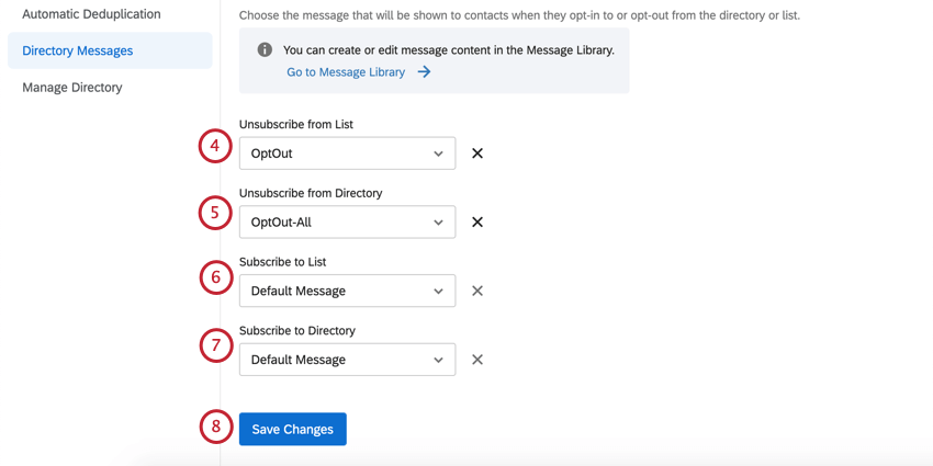 Options de message dabonnement avec bouton denregistrement bleu en bas