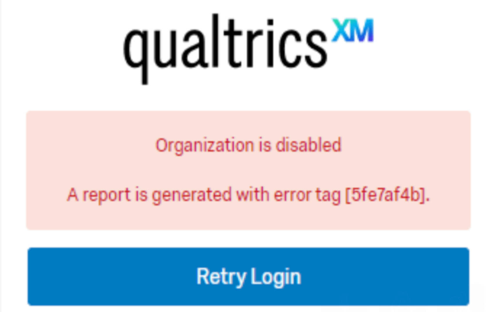 The "organization is disabled" error when attempting to login