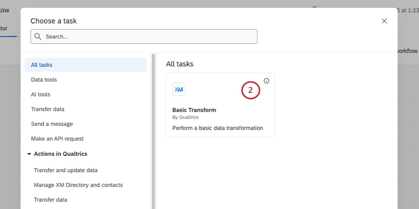 nouvelle fenêtre, en sélectionnant la transformation de base