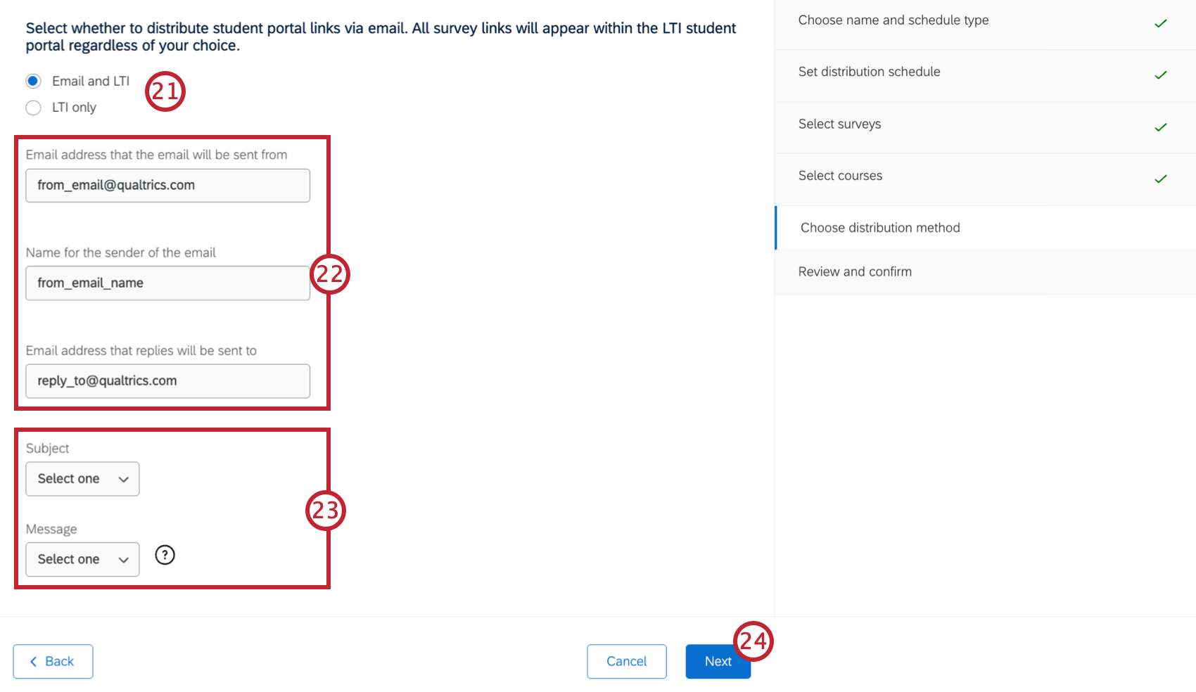 configuring further distribution options