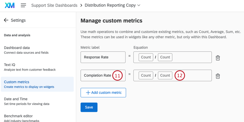 Creación de una métrica de tasa de finalización