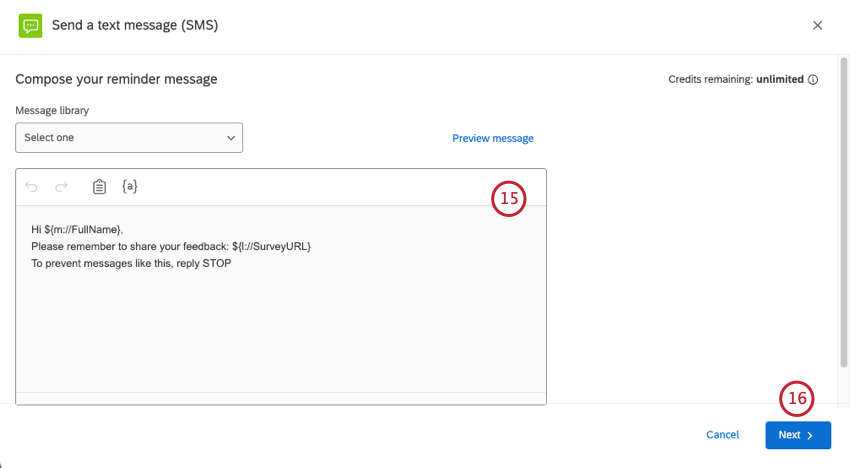 SMS editor