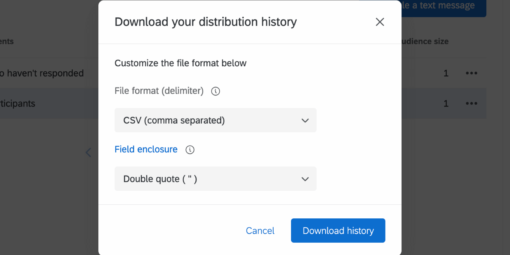 Elegir la configuración del archivo de descarga