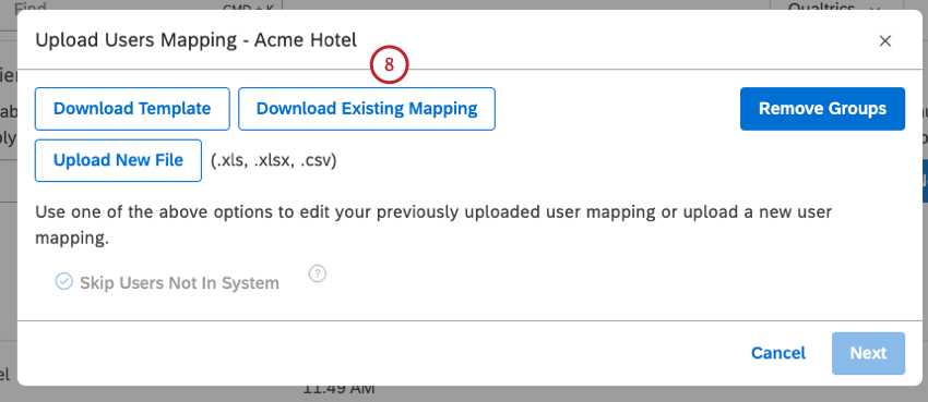 Click the Download Existing Mapping button to download the existing mapping.
