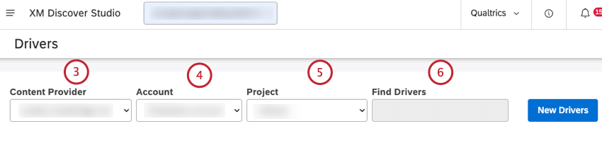 Select content provider, account and project, and enter the name of the driver in the Find Drivers box to find it