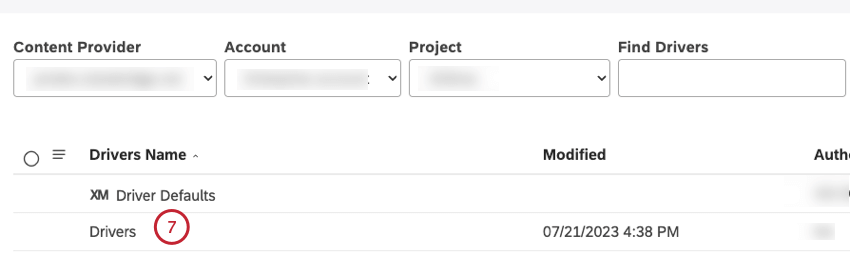 Click the name of the driver to open the Edit Drivers window