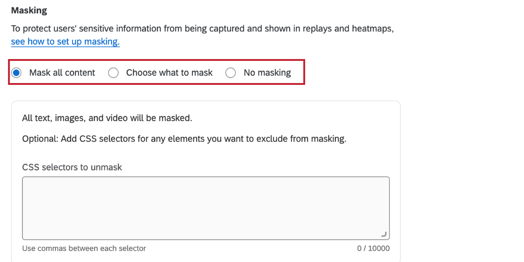 the different session masking options