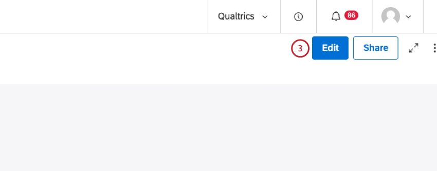 Edit button in a dashboard