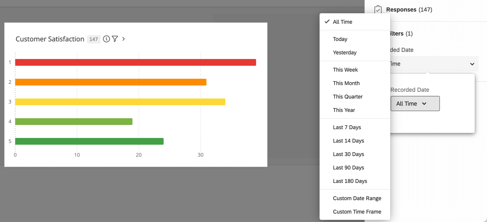 selecting different filter values in the sidebar of a widget