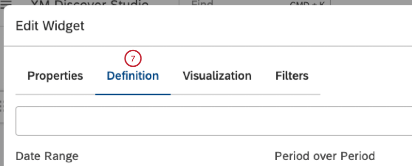 For Table widgets, select the Definition tab.