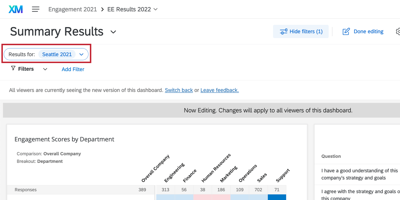 Il menu a tendina Aggiungi filtro in alto a sinistra chiede di selezionare una gerarchia