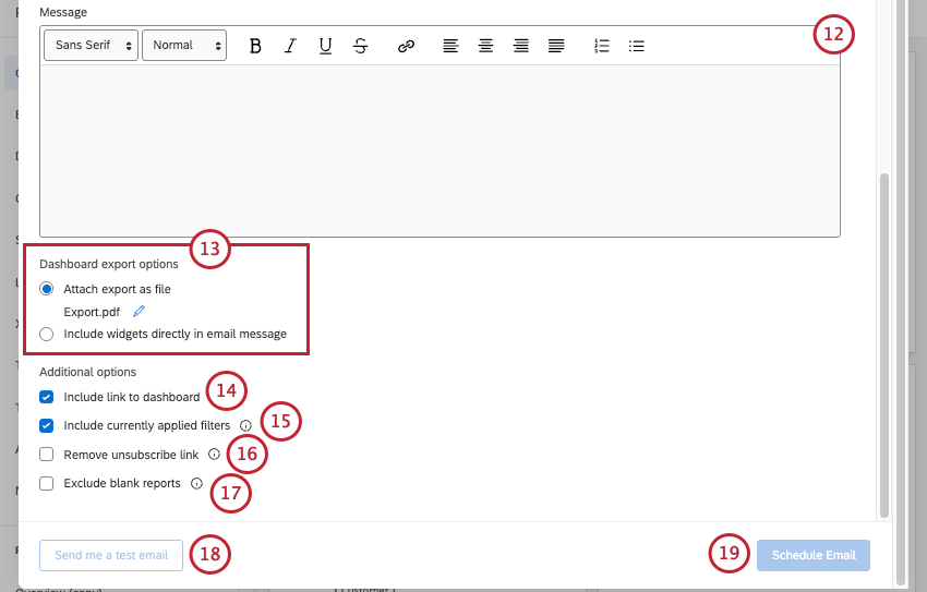 where you add the email message, configure settings at the bottom, and finally send the email
