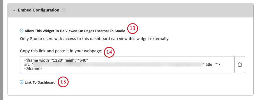 Select Allow This Widget To Be Viewed On Pages External To Studio to allow the bar widget to be viewed on pages external to Studio while retaining Studio security.