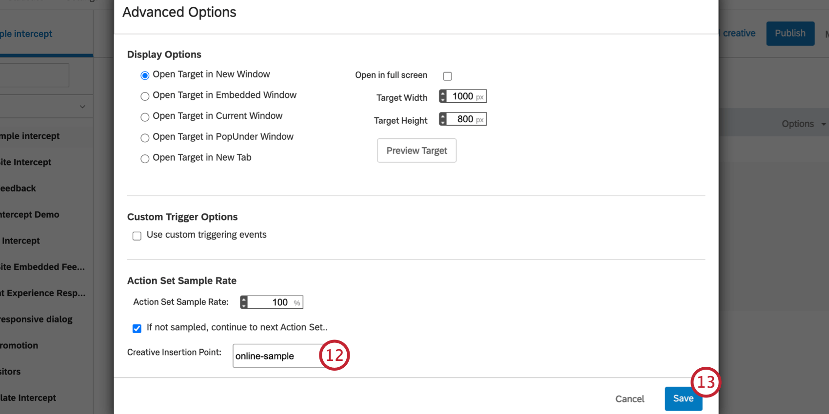 Specifying the HTML ID in the advanced options