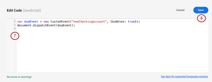 HTML in an adobe event