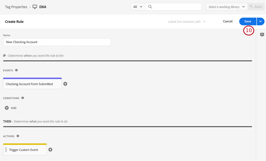 back to custom event editor, save button in upper-right here, too