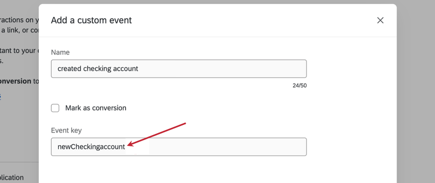 Event key as it appears in session replay setup