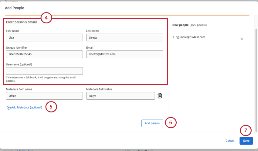 add people window, adding new participants