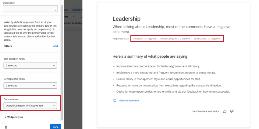Paramètre de comparaisons dans léditeur de widget
