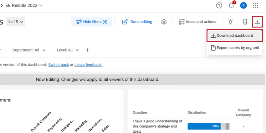 clicking download dashboard